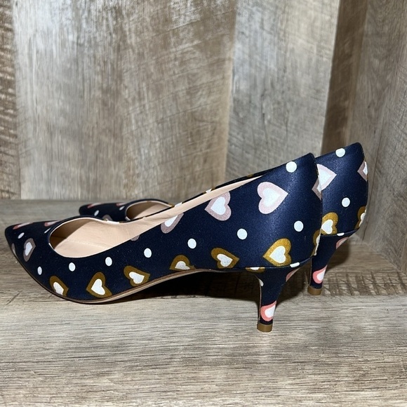 J Crew Heart Print Shoes Kitten Heels - Picture 5 of 10